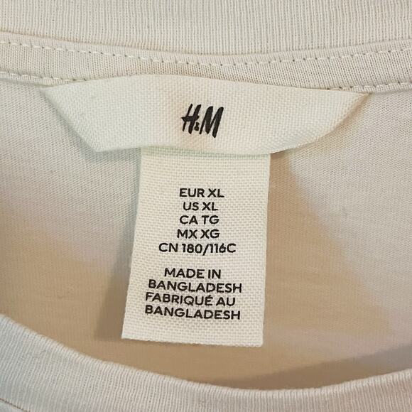 H&M Provence Graphic T-Shirt Women’s XL White Lemon Print Côte d’Azur Cotton - Picture 4 of 5